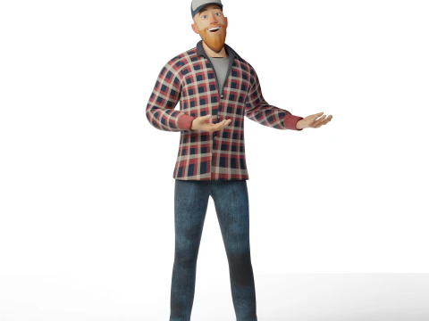 Young 3D Cartoon Man or Man Character 3D Model