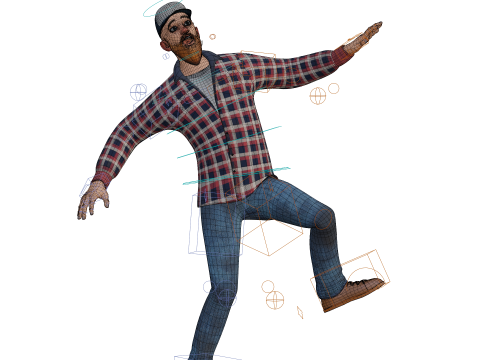 年轻 3D 卡通人或人物 3D 模型