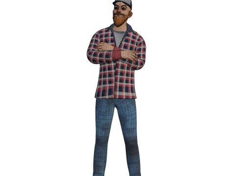 Young 3D Cartoon Man or Man Character 3D Model