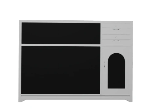 Metalic display cabinet with tableware 3D Model