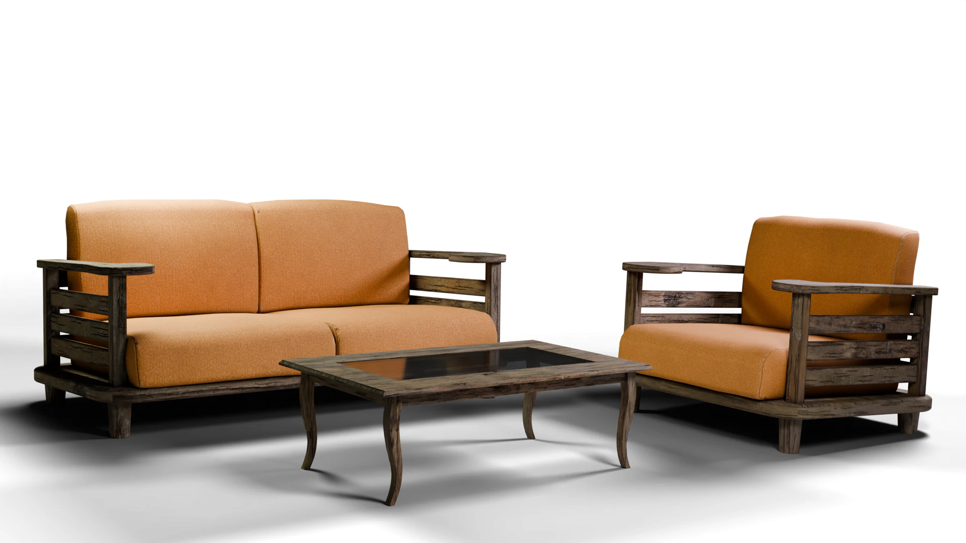 Sofa armchair set and coffee table 3D Model .c4d .max .obj .3ds .fbx .stl .blend 