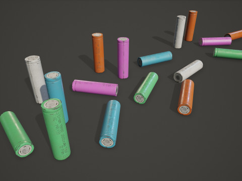 Batterij 18650 5 kleuropties LOD's - PBR Game Ready Low-poly 3D Model