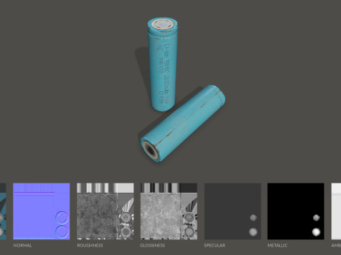 Batterij 18650 5 kleuropties LOD's - PBR Game Ready Low-poly 3D Model
