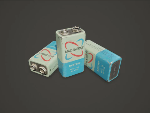 Battery PP3 9v 5 Color Options LODs - PBR Game Ready Low-poly 3D Model