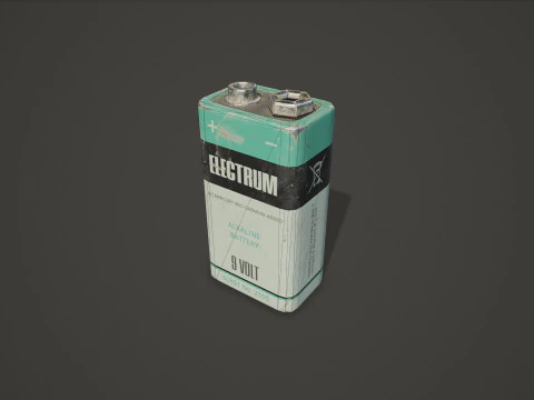 Battery PP3 9v 5 Color Options LODs - PBR Game Ready Low-poly 3D Model