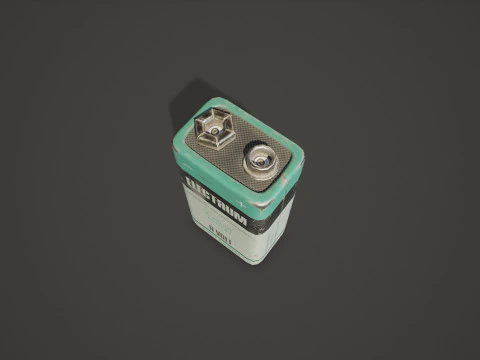 Battery PP3 9v 5 Color Options LODs - PBR Game Ready Low-poly 3D Model