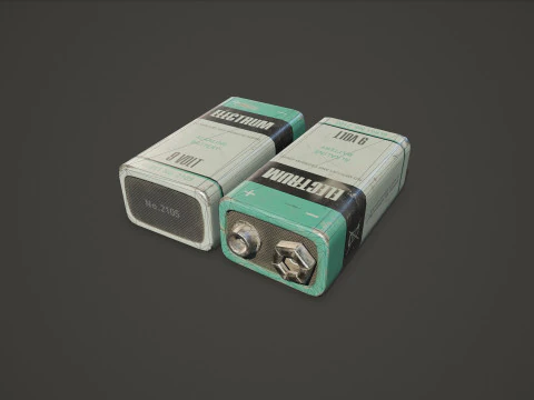 Battery PP3 9v 5 Color Options LODs - PBR Game Ready Low-poly 3D Model