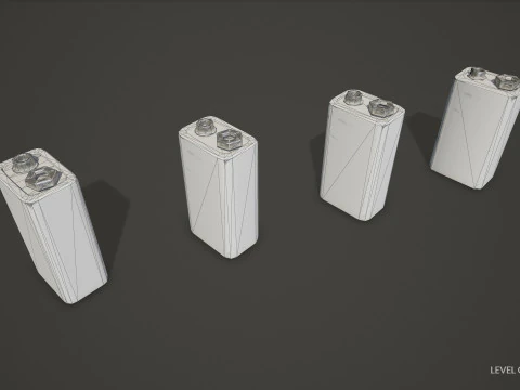 Battery PP3 9v 5 Color Options LODs - PBR Game Ready Low-poly 3D Model