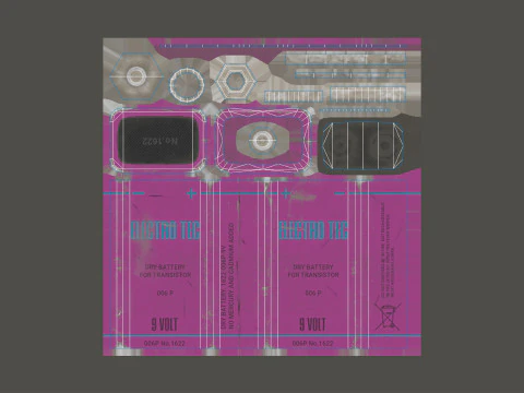 Battery PP3 9v 5 Color Options LODs - PBR Game Ready Low-poly 3D Model