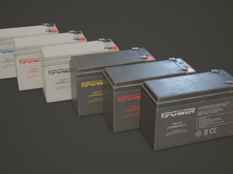 बैटरी एफई 12 वोल्ट 6 रंग विकल्प एलओडी - पीबीआर गेम रेडी लो-पॉली 3D मॉडल