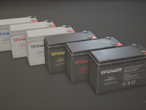 बैटरी एफई 12 वोल्ट 6 रंग विकल्प एलओडी - पीबीआर गेम रेडी लो-पॉली 3D मॉडल