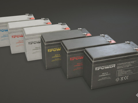 बैटरी एफई 12 वोल्ट 6 रंग विकल्प एलओडी - पीबीआर गेम रेडी लो-पॉली 3D मॉडल