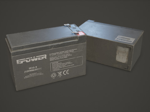 बैटरी एफई 12 वोल्ट 6 रंग विकल्प एलओडी - पीबीआर गेम रेडी लो-पॉली 3D मॉडल