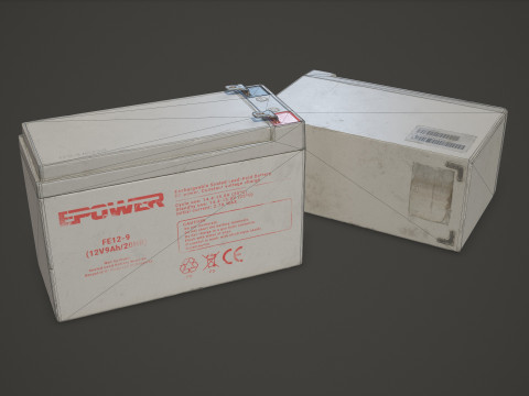 बैटरी एफई 12 वोल्ट 6 रंग विकल्प एलओडी - पीबीआर गेम रेडी लो-पॉली 3D मॉडल