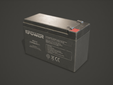 बैटरी एफई 12 वोल्ट 6 रंग विकल्प एलओडी - पीबीआर गेम रेडी लो-पॉली 3D मॉडल