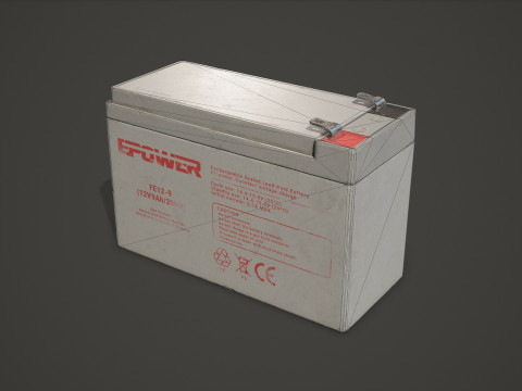 बैटरी एफई 12 वोल्ट 6 रंग विकल्प एलओडी - पीबीआर गेम रेडी लो-पॉली 3D मॉडल