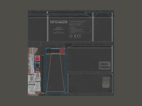 बैटरी एफई 12 वोल्ट 6 रंग विकल्प एलओडी - पीबीआर गेम रेडी लो-पॉली 3D मॉडल