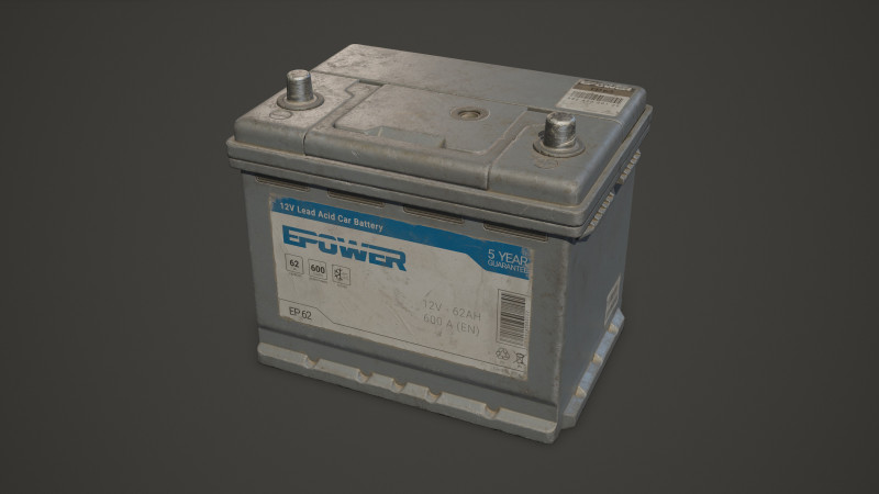 कार बैटरी 62 6CT 12 वोल्ट 2 रंग विकल्प - पीबीआर गेम रेडी लो-पॉली 3D मॉडल .c4d .max .obj .3ds .fbx .stl .blend