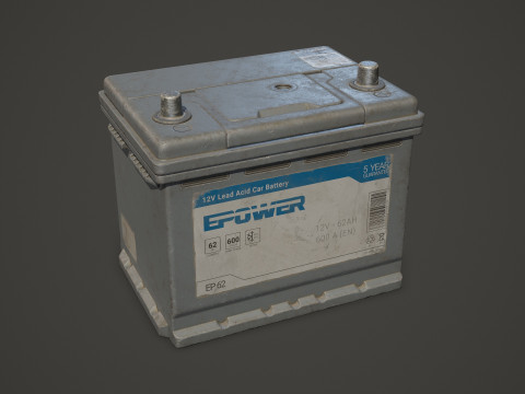 कार बैटरी 62 6CT 12 वोल्ट 2 रंग विकल्प - पीबीआर गेम रेडी लो-पॉली 3D मॉडल