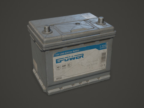 कार बैटरी 62 6CT 12 वोल्ट 2 रंग विकल्प - पीबीआर गेम रेडी लो-पॉली 3D मॉडल