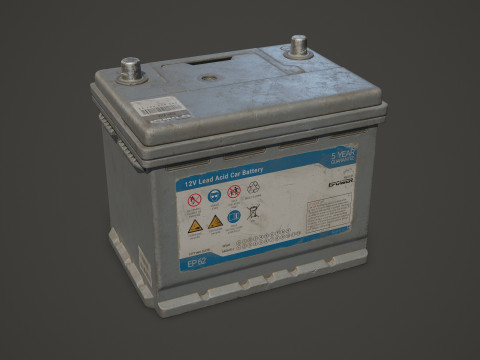 कार बैटरी 62 6CT 12 वोल्ट 2 रंग विकल्प - पीबीआर गेम रेडी लो-पॉली 3D मॉडल