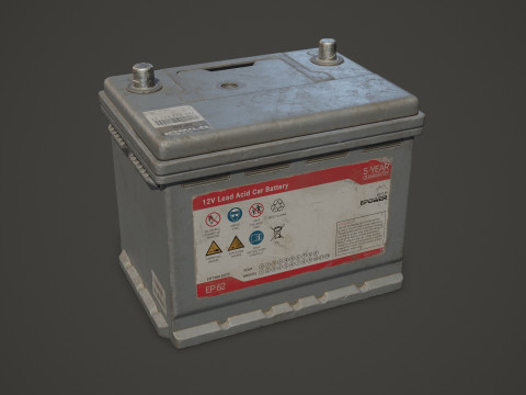 कार बैटरी 62 6CT 12 वोल्ट 2 रंग विकल्प - पीबीआर गेम रेडी लो-पॉली 3D मॉडल