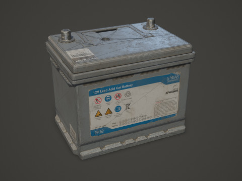 कार बैटरी 62 6CT 12 वोल्ट 2 रंग विकल्प - पीबीआर गेम रेडी लो-पॉली 3D मॉडल