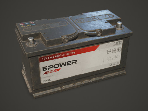 Batterie de voiture 100 6CT 12 Volts 3 options de couleurs - PBR Game Ready Low-poly Modèle 3D