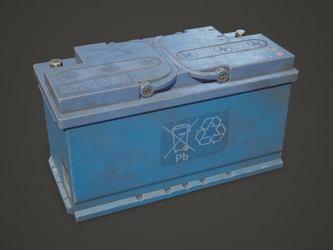 Batterie de voiture 100 6CT 12 Volts 3 options de couleurs - PBR Game Ready Low-poly Modèle 3D