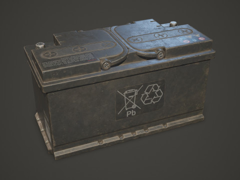 Batterie de voiture 100 6CT 12 Volts 3 options de couleurs - PBR Game Ready Low-poly Modèle 3D