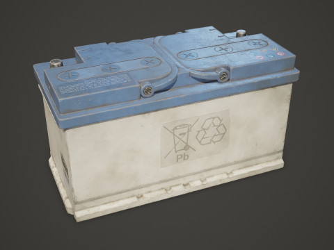 Batterie de voiture 100 6CT 12 Volts 3 options de couleurs - PBR Game Ready Low-poly Modèle 3D
