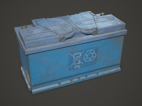 Batterie de voiture 100 6CT 12 Volts 3 options de couleurs - PBR Game Ready Low-poly Modèle 3D