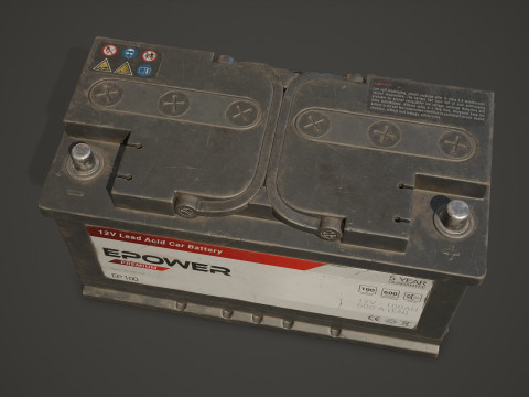 Batterie de voiture 100 6CT 12 Volts 3 options de couleurs - PBR Game Ready Low-poly Modèle 3D