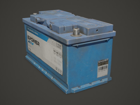 Batterie de voiture 100 6CT 12 Volts 3 options de couleurs - PBR Game Ready Low-poly Modèle 3D
