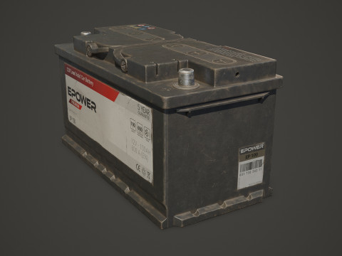 Batterie de voiture 100 6CT 12 Volts 3 options de couleurs - PBR Game Ready Low-poly Modèle 3D