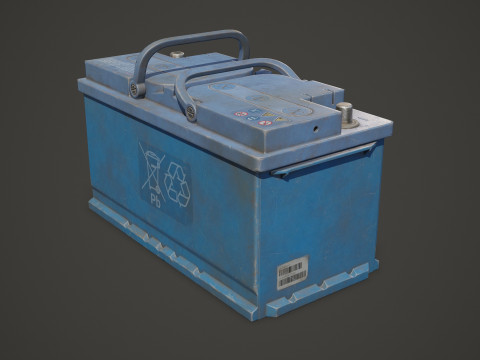 Batterie de voiture 100 6CT 12 Volts 3 options de couleurs - PBR Game Ready Low-poly Modèle 3D