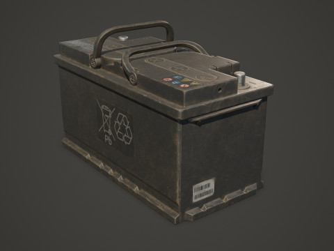Batterie de voiture 100 6CT 12 Volts 3 options de couleurs - PBR Game Ready Low-poly Modèle 3D