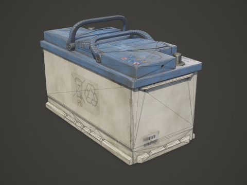 Batterie de voiture 100 6CT 12 Volts 3 options de couleurs - PBR Game Ready Low-poly Modèle 3D