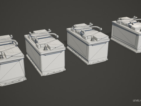 Batterie de voiture 100 6CT 12 Volts 3 options de couleurs - PBR Game Ready Low-poly Modèle 3D