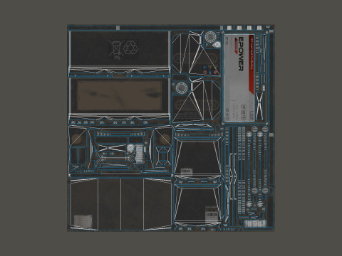 Batterie de voiture 100 6CT 12 Volts 3 options de couleurs - PBR Game Ready Low-poly Modèle 3D