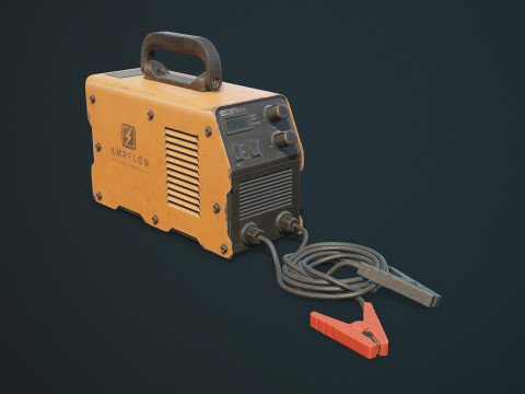 पुरानी कार बैटरी चार्जर 5 रंग विकल्प एलओडी - पीबीआर गेम रेडी लो-पॉली 3D मॉडल