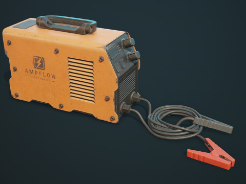 पुरानी कार बैटरी चार्जर 5 रंग विकल्प एलओडी - पीबीआर गेम रेडी लो-पॉली 3D मॉडल