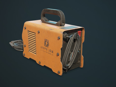 पुरानी कार बैटरी चार्जर 5 रंग विकल्प एलओडी - पीबीआर गेम रेडी लो-पॉली 3D मॉडल