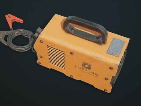 पुरानी कार बैटरी चार्जर 5 रंग विकल्प एलओडी - पीबीआर गेम रेडी लो-पॉली 3D मॉडल