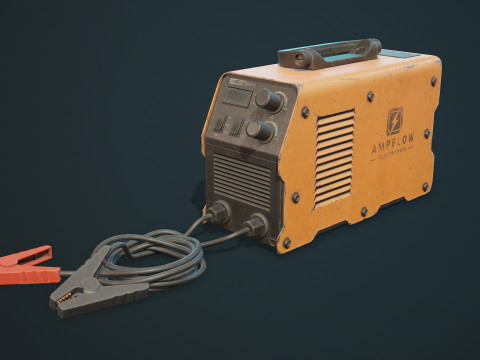 पुरानी कार बैटरी चार्जर 5 रंग विकल्प एलओडी - पीबीआर गेम रेडी लो-पॉली 3D मॉडल