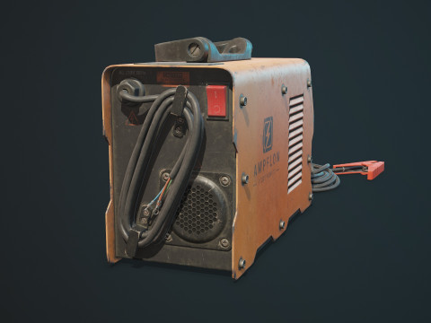 पुरानी कार बैटरी चार्जर 5 रंग विकल्प एलओडी - पीबीआर गेम रेडी लो-पॉली 3D मॉडल