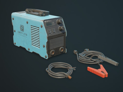 पुरानी कार बैटरी चार्जर 5 रंग विकल्प एलओडी - पीबीआर गेम रेडी लो-पॉली 3D मॉडल