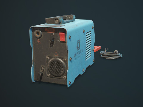 पुरानी कार बैटरी चार्जर 5 रंग विकल्प एलओडी - पीबीआर गेम रेडी लो-पॉली 3D मॉडल