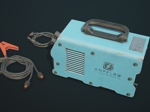 पुरानी कार बैटरी चार्जर 5 रंग विकल्प एलओडी - पीबीआर गेम रेडी लो-पॉली 3D मॉडल