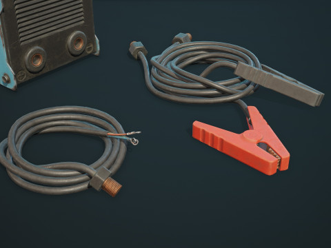 पुरानी कार बैटरी चार्जर 5 रंग विकल्प एलओडी - पीबीआर गेम रेडी लो-पॉली 3D मॉडल